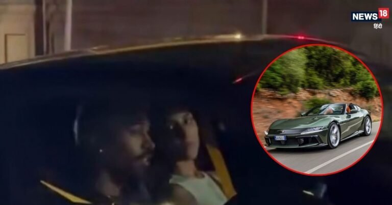 Hardik Pandya take Mahieka Sharma for ride: Cricketer Hardik Pandya went out for a ride with his girlfriend Mahieka Sharma in a Ferrari car worth Rs 12 crore.
