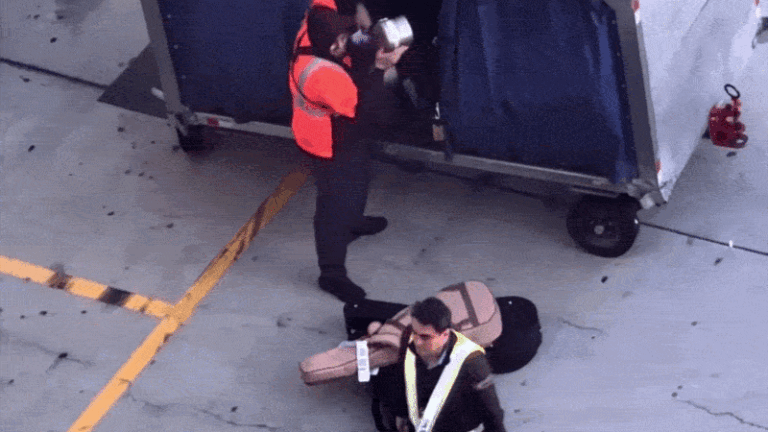 LAX baggage handler caught on video throwing guitar cases on tarmac