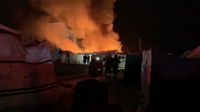 Fire erupts at Gaza camp after Israeli attack hits tents | Israel-Palestine conflict