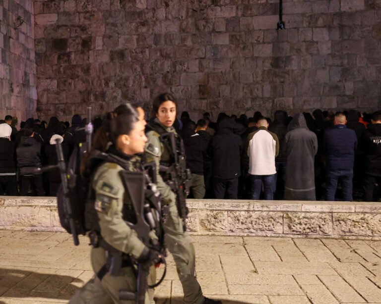 Muslims pray near closed Al-Aqsa Mosque on Ramadan holy night | Occupied East Jerusalem