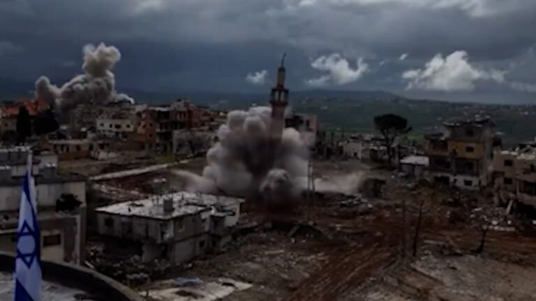 Israeli forces blow up mosque minaret in southern Lebanon | Israel attacks Lebanon