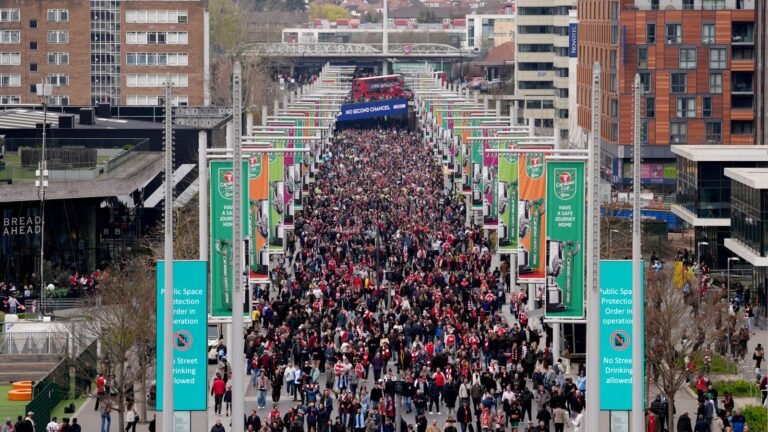 Legal first as police charge man at Carabao Cup final under new law targeting ticketless football fans | UK News