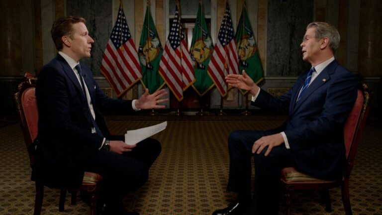 US Navy to escort oil tankers through Strait of Hormuz, treasury secretary tells Sky News | US News