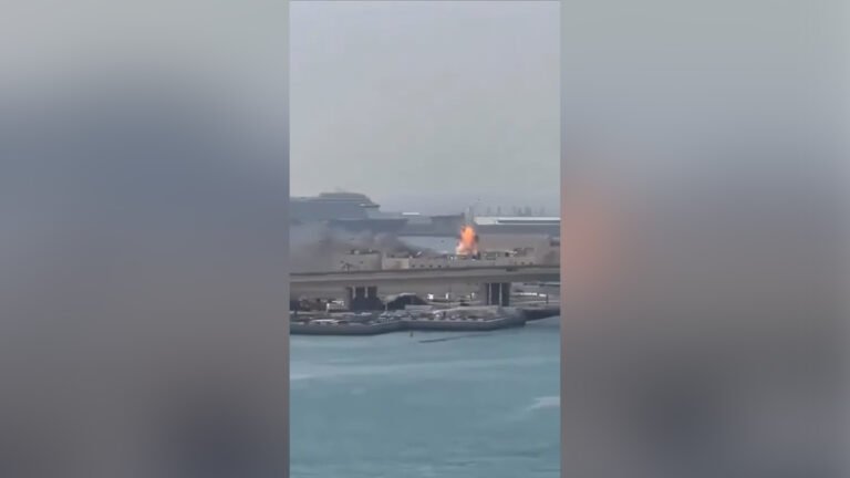 Moment Iranian drone hits UAE naval base | Conflict