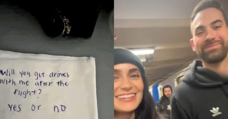 The flight attendant fell in love, the woman wrote a message on the napkin and handed it to him, she got excited after reading the reply!