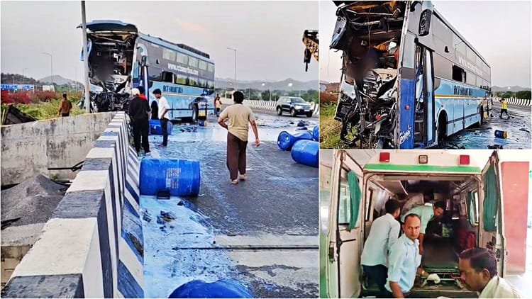 Horrific accident on Delhi-Mumbai Expressway: Three dead including woman and child, 30 injured in bus-truck collision – Alwar News: 3 dead including woman and child and 30 injured in bus-truck collision on Delhi-mumbai Expressway