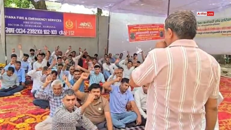 Gugugram News: Demand for martyrdom status and compensation of Rs 1 crore, firemen’s strike continues