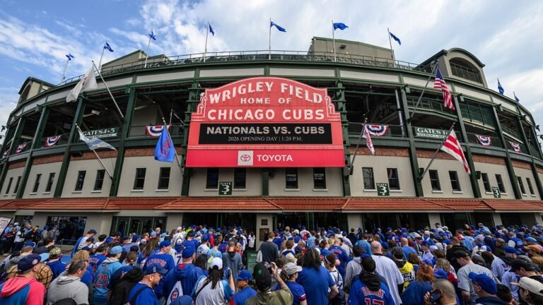 Cubs fan spotted working on laptop during cold Wrigley Field game