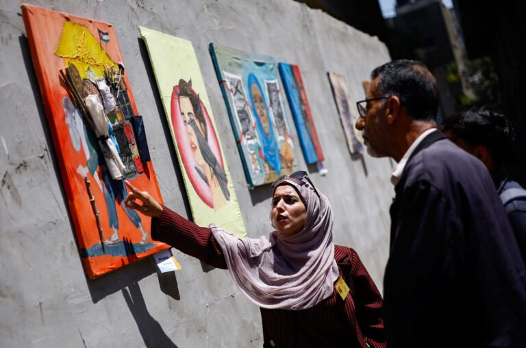 Young Palestinian artists from Gaza exhibit work shaped by war | Gaza