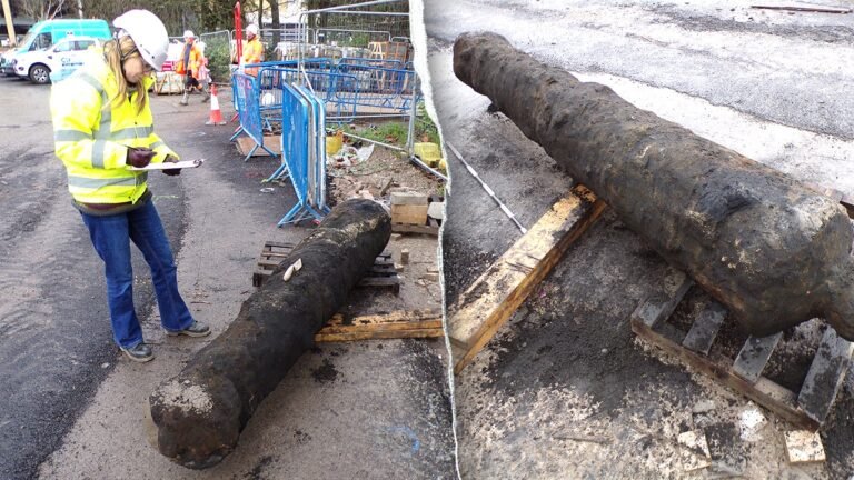 Construction workers unearth 300-year-old cast-iron cannon in Hull, UK