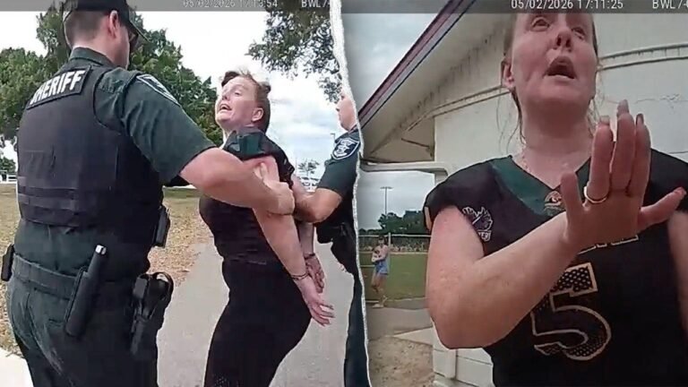 Bodycam captures arrest of mom who allegedly kicked child at football game
