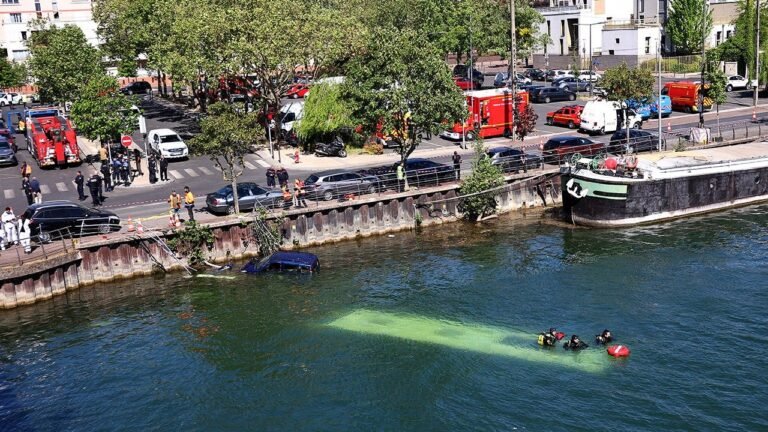 Trainee driver sends bus into River Seine near Paris: reports