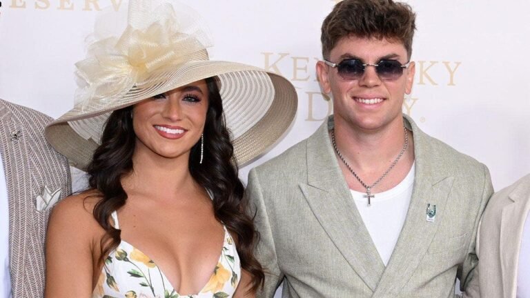 Cooper DeJean and Dallas Cowboys cheerleader Abby Summers hit the Kentucky Derby red carpet