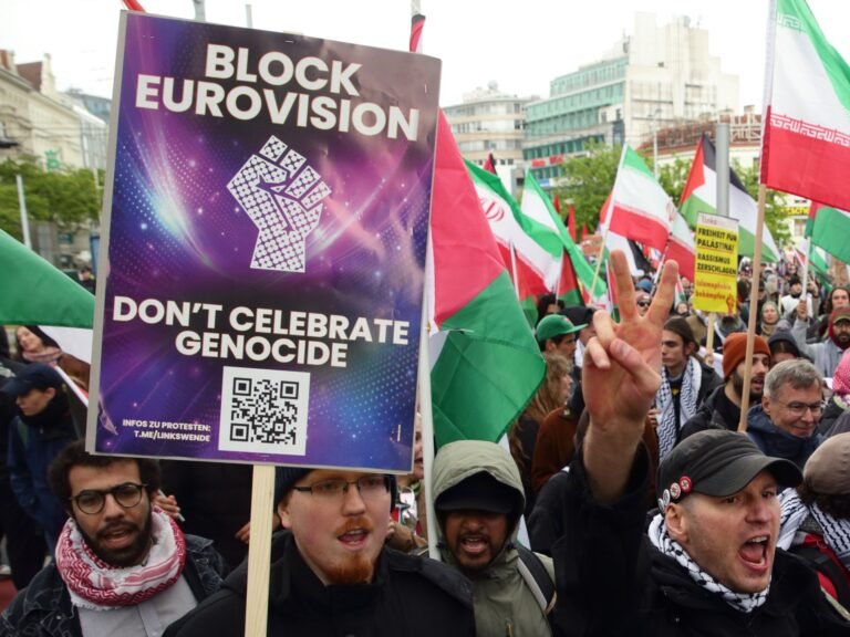 Thousands protest at Eurovision final as five countries boycott over Israel | Protests News