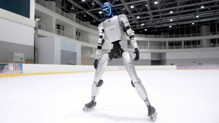 Unitree Robotics G1 robot skates on ice and rollerblades with ease