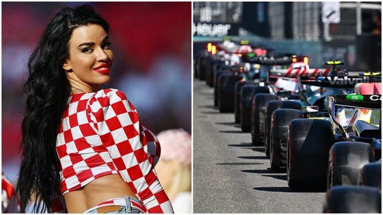 Cameraman gets caught risking it all to film World Cup’s ‘sexiest fan’ in the Formula 1 paddock