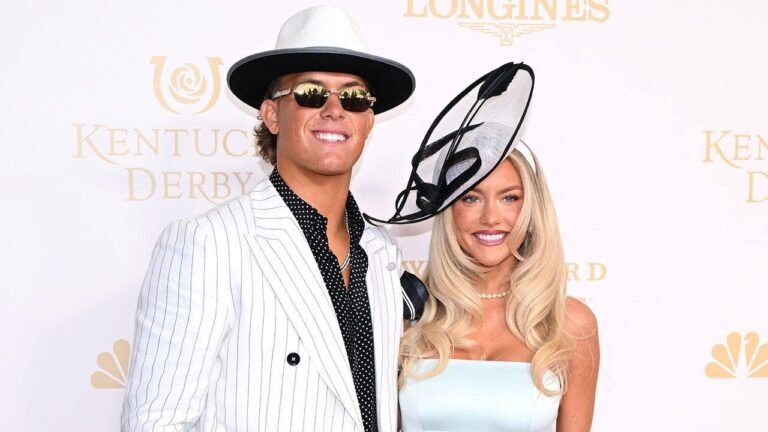 Giants’ Jaxson Dart, Marissa Ayers rock flashy outfits during Kentucky Derby weekend