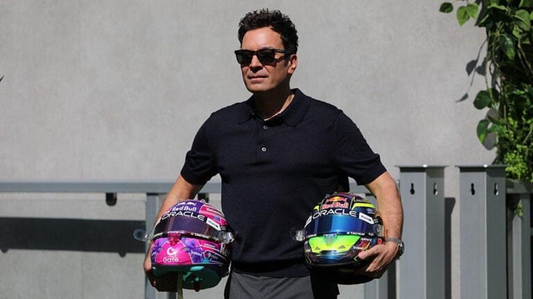 Jimmy Fallon starts chewing on microphone in cringey interview ahead of F1 Miami