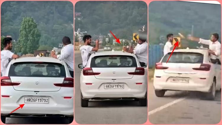 Condition of tourists in Himachal: Drinking beer hanging out of moving car, can thrown in the open; Watch Video – Kiratpur Manali Fourlane Moving Car Tourist Beer Drinking Video Viral