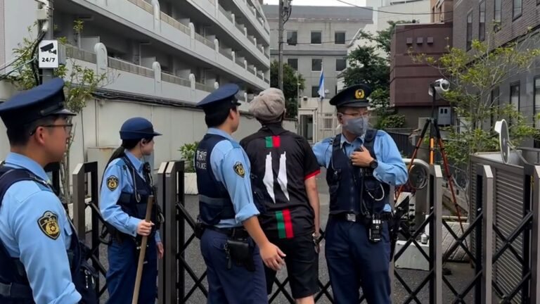 ‘Stop genocide’: Activist stopped by police at Tokyo’s Israeli Embassy | Gaza