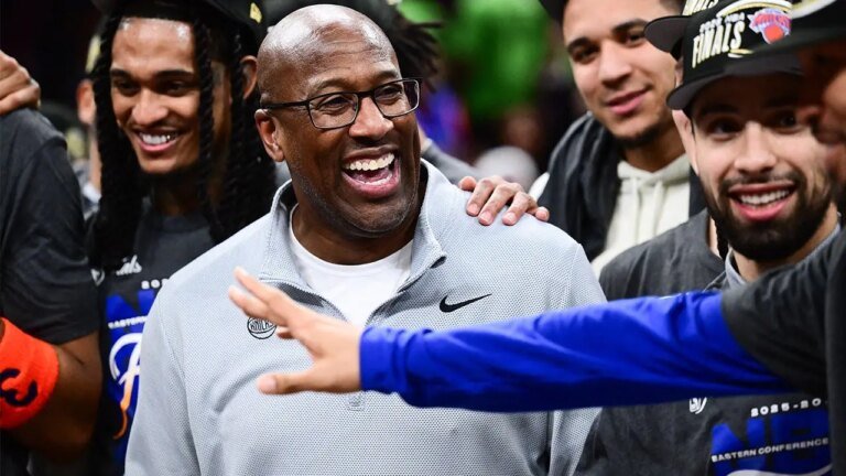 Mike Brown sports ’10 Weeks’ shirt for Knicks’ championship parade after James Dolan’s abstinence joke